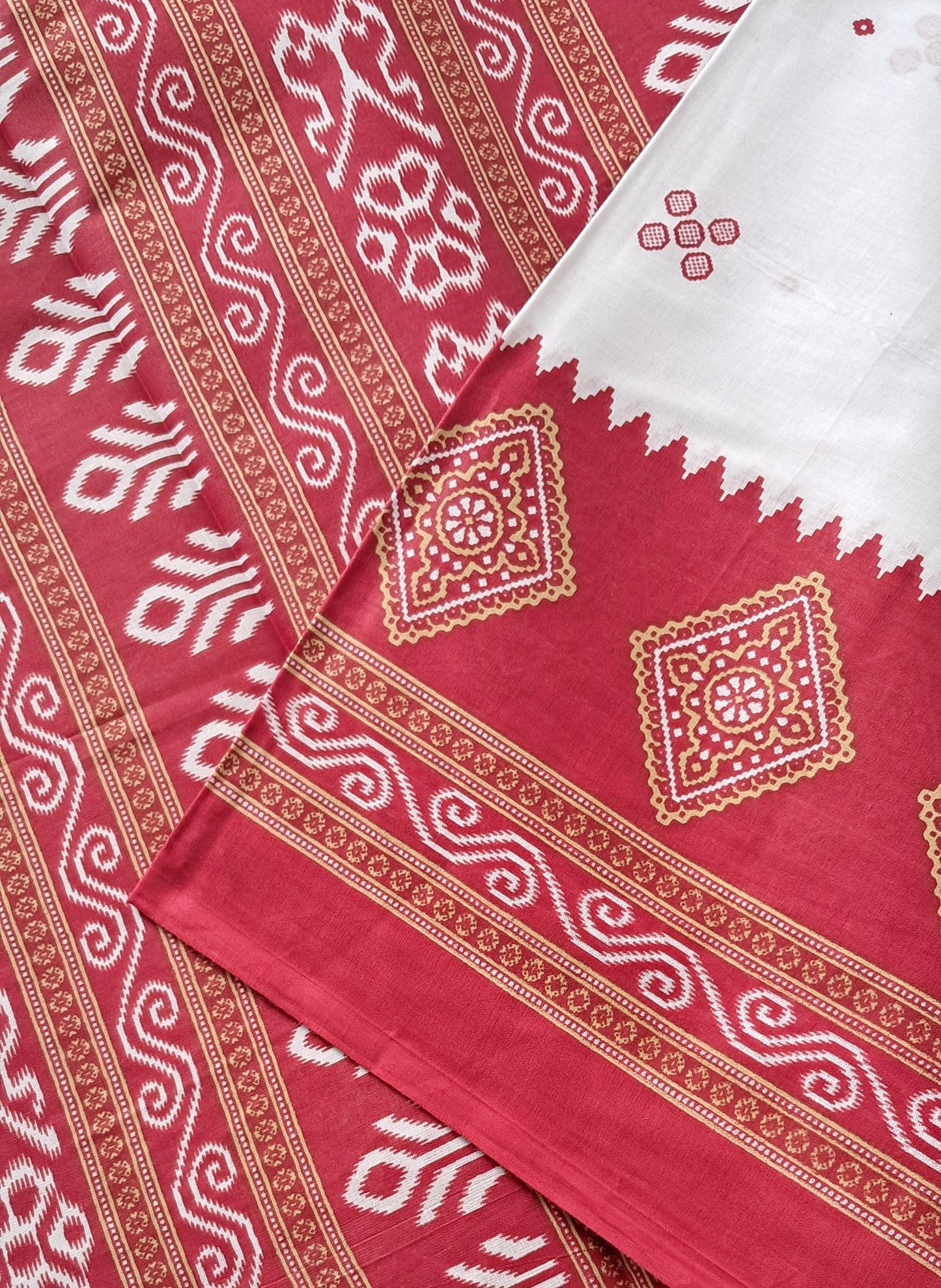 White & Red Saree