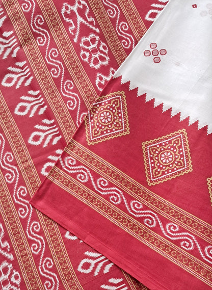 White & Red Saree