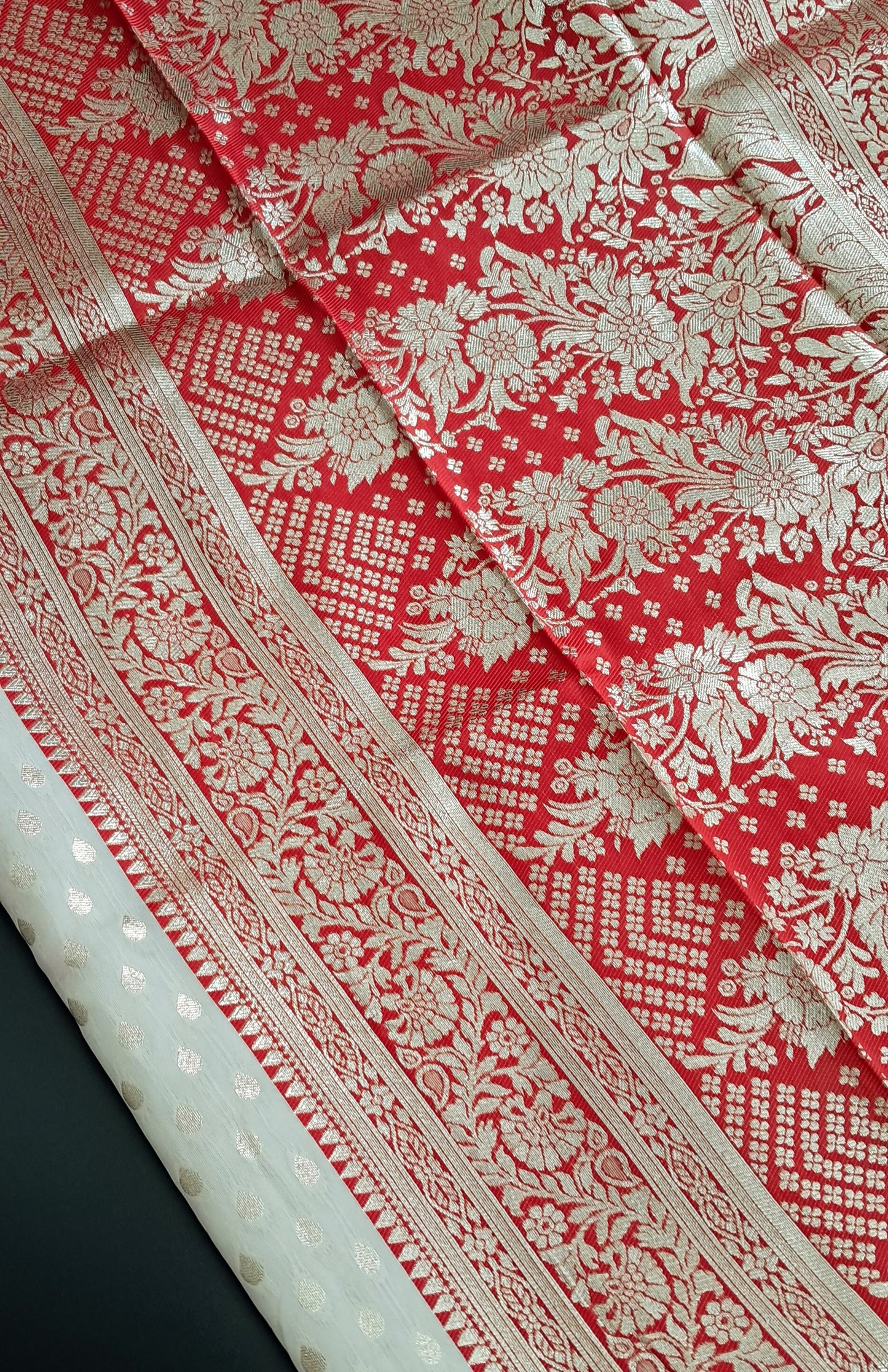 Red & White Silk Saree