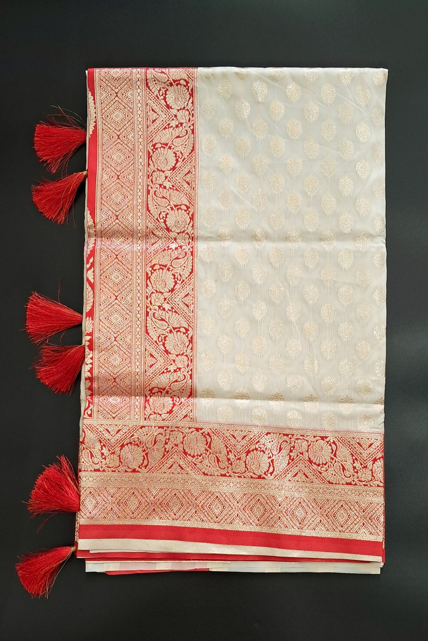 Red & White Silk Saree