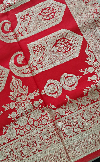 Red & White Silk Saree