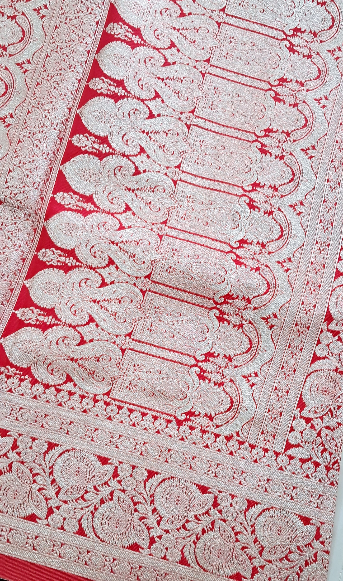 Red & White Silk Saree